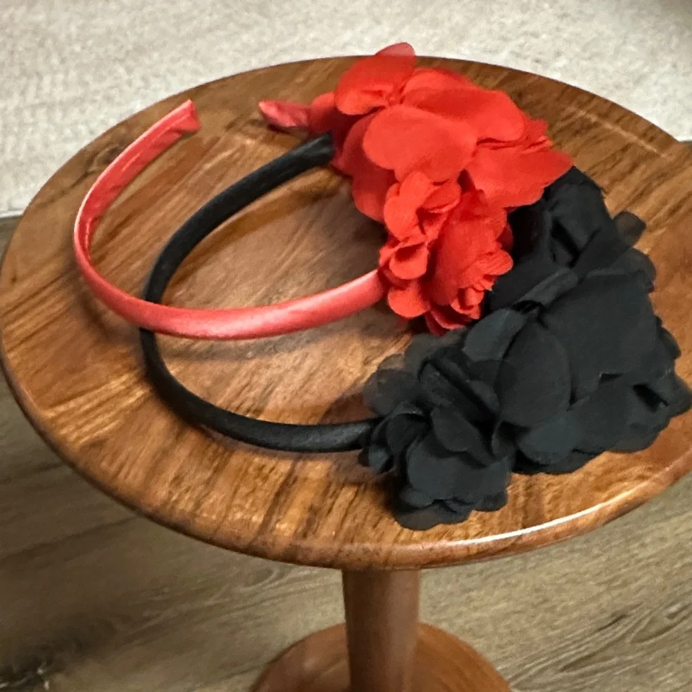 Floral Headband Set - Black and Red